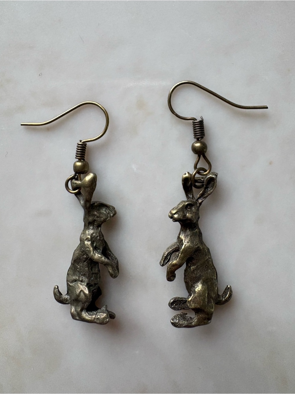 Vintage-Style Bronze Rabbit Drop Earrings for Small Pets Lovers
